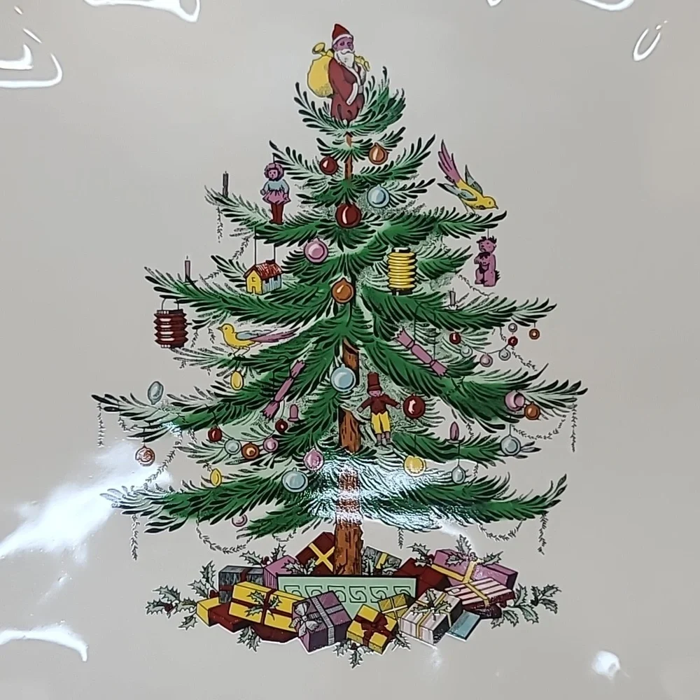 Spode Christmas Tree Mint Vintage Collectible Large Scallop/Fluted Oval Platter
